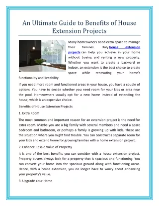 an ultimate guide to benefits of house extension