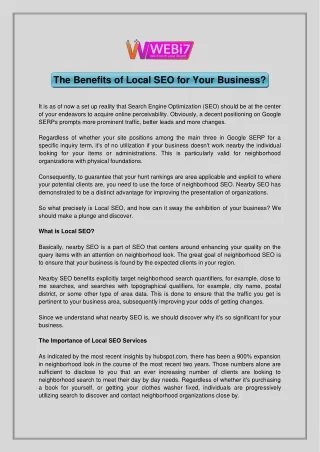 The Benefits of Local SEO for Your Business?