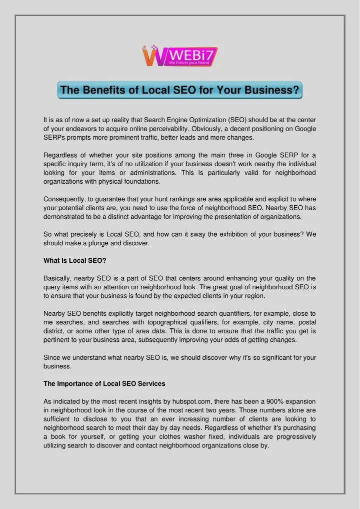 the benefits of local seo for your business