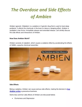 The Overdose and Side Effects of Ambien