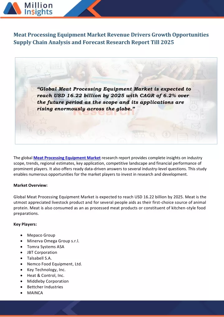 meat processing equipment market revenue drivers