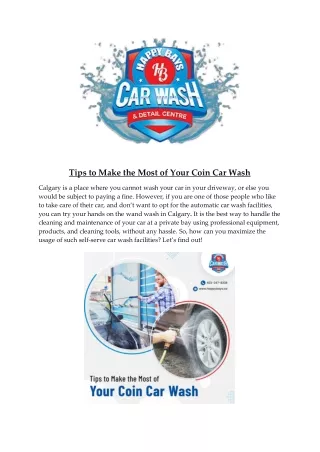 Tips to Make the Most of Your Coin Car Wash