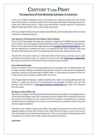 the importance of print marketing techniques