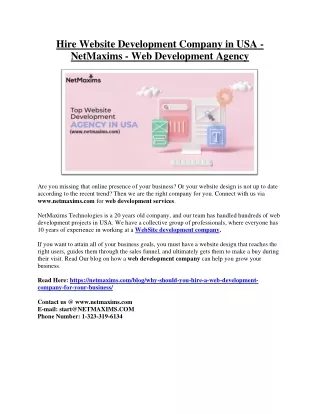 hire website development company in usa netmaxims