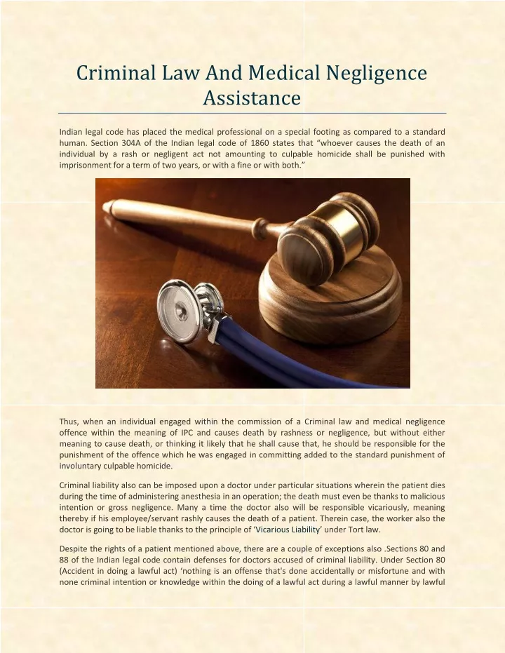 criminal law and medical negligence assistance