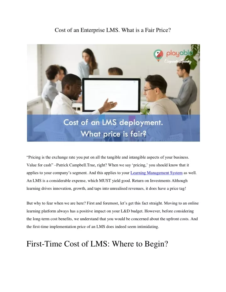 cost of an enterprise lms what is a fair price