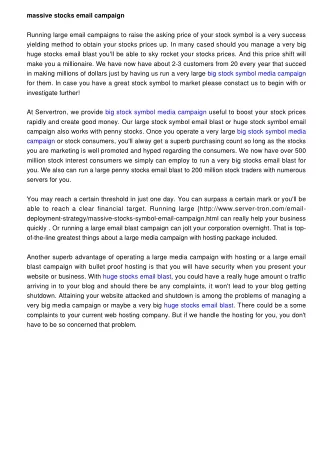 massive stocks email campaign running large email