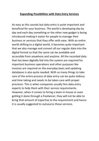 expanding possibilities with data entry services