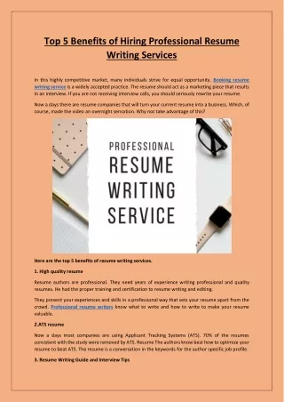 Top 5 Benefits of Hiring Professional Resume Writing Services