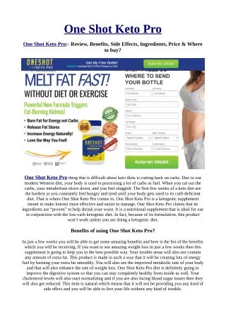 Is One Shot Keto Pro A Scam?