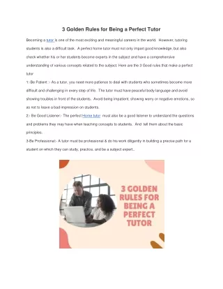 3 golden rules for being a perfect tutor