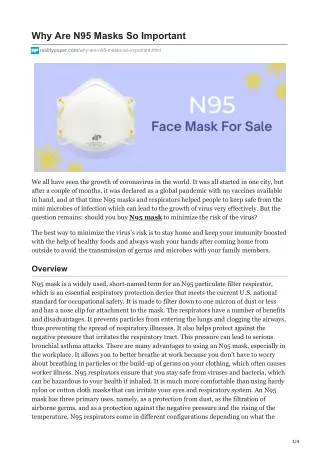 why are n95 masks so important