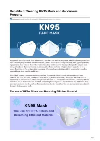 benefits of wearing kn95 mask and its various