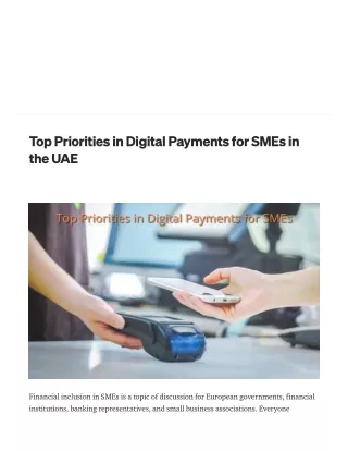 Top Priorities in Digital Payments for SMEs in the UAE