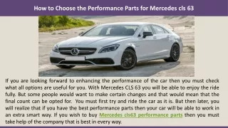 How to Choose the Performance Parts for Mercedes cls 63