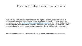 cfs smart contract audit company india