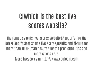 Goalooin Livescore