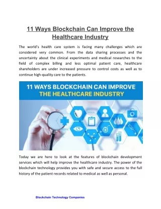 11 ways blockchain can improve the healthcare