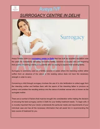 Best Surrogacy Centre in Delhi at Aveya IVF