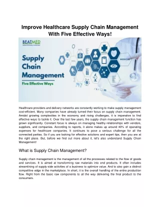 Improve Healthcare Supply Chain Management With Five Effective Ways