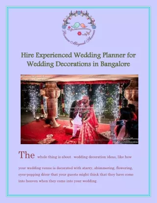 Hire Experienced Wedding Planner for Wedding Decorations in Bangalore