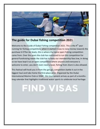 The guide for Dubai Fishing competition 2021