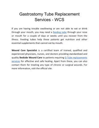 gastrostomy tube replacement services wcs
