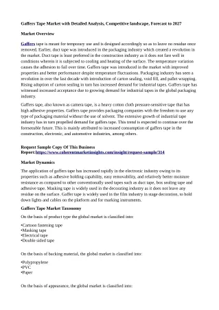 gaffers tape market with detailed analysis