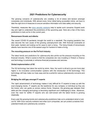 2021 predictions for cybersecurity