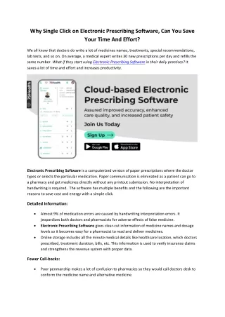 why single click on electronic prescribing