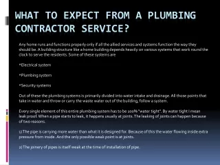 what to expect from a plumbing contractor service