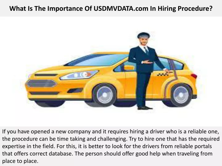 what is the importance of usdmvdata com in hiring procedure