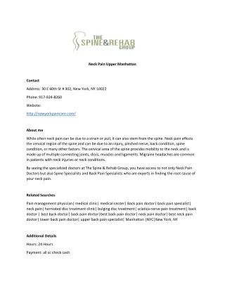 neck pain upper manhattan