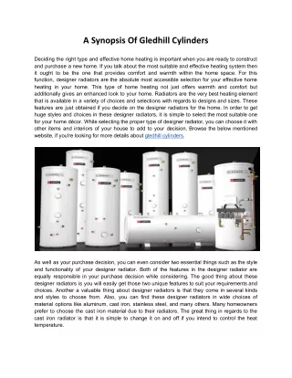 a synopsis of gledhill cylinders