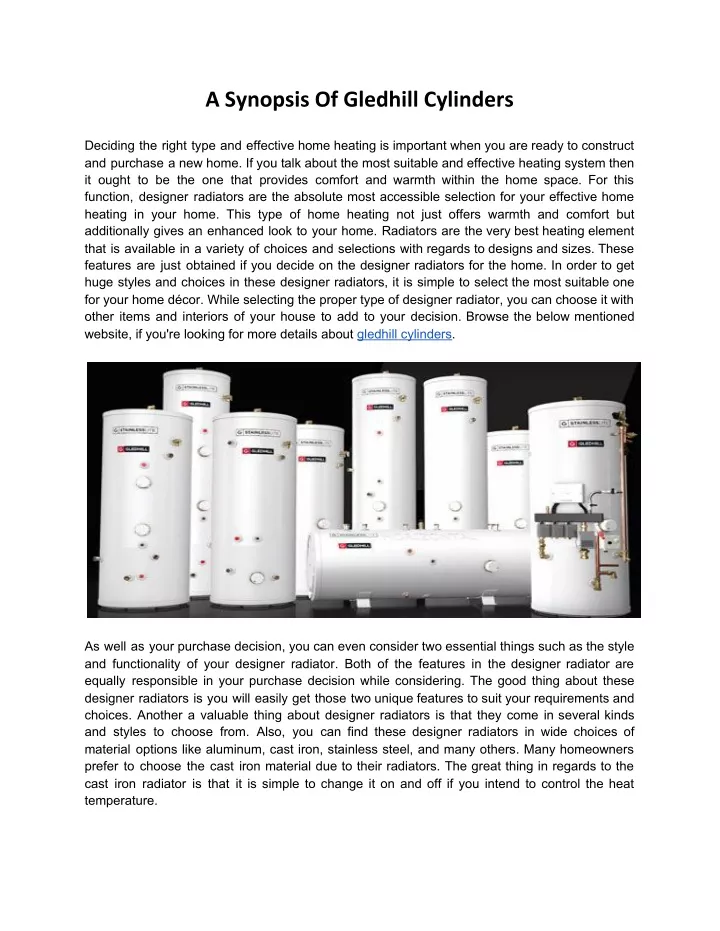 a synopsis of gledhill cylinders