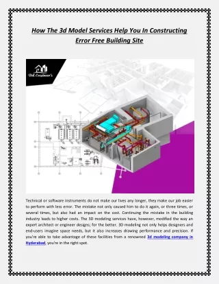 How The 3d Model Services Help You In Constructing Error-Free Building Site