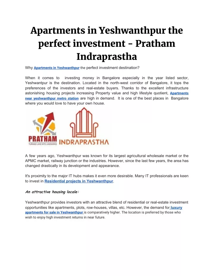 apartments in yeshwanthpur the perfect investment