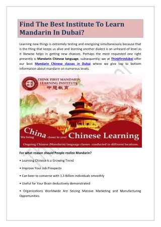 Find The Best Institute To Learn Mandarin In Dubai