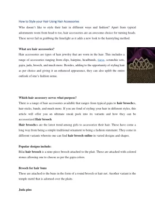 How to Style your Hair Using Hair Accessories
