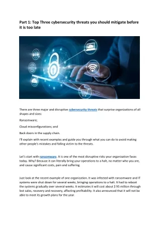 part 1 top three cybersecurity threats you should