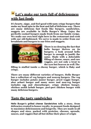let s make our taste full of deliciousness with fast foods