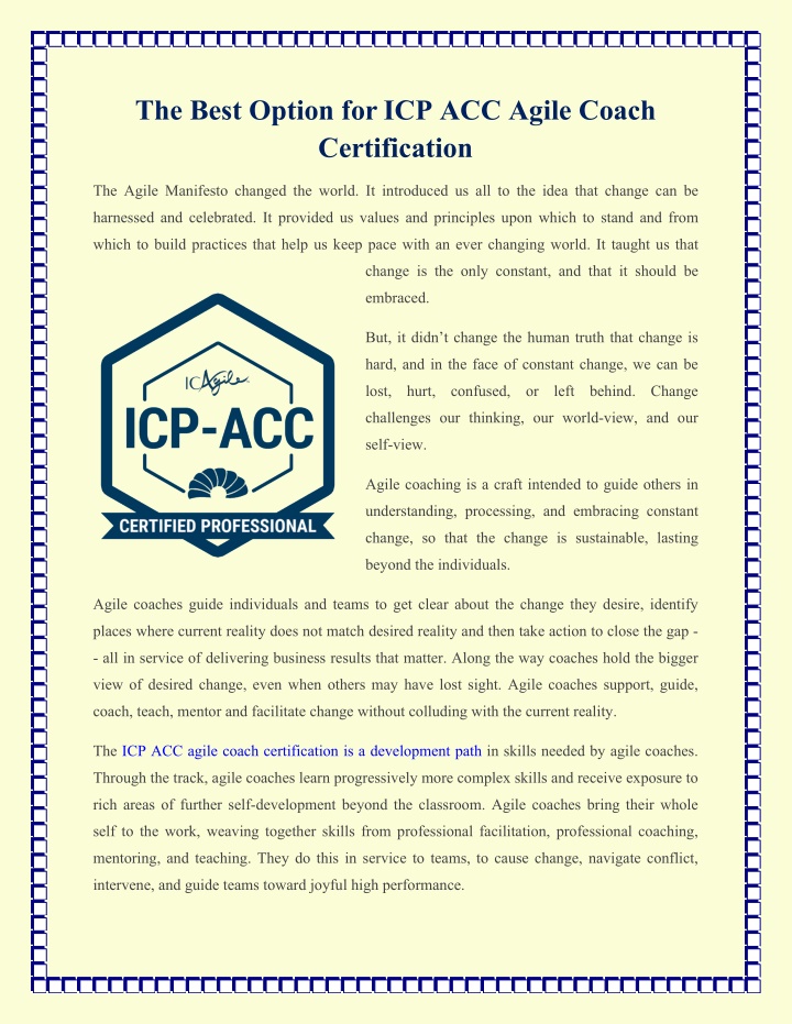 the best option for icp acc agile coach
