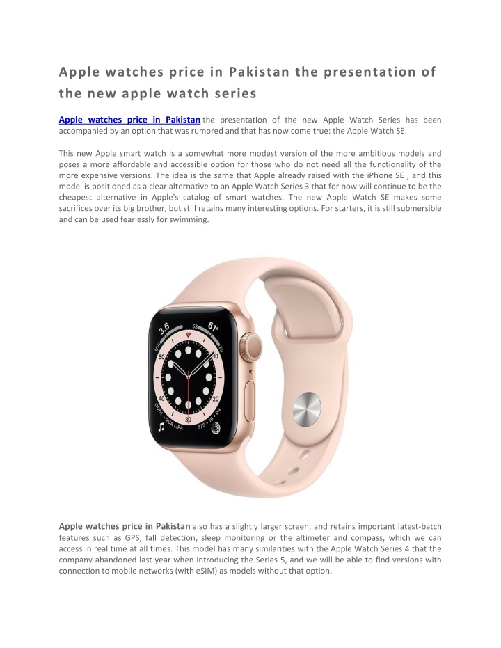 apple watches price in pakistan the presentation