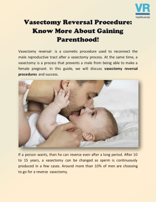 What Are The Chances Of Fertility After Vasectomy Reversal | Vasreversal
