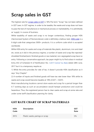 Scarp Sales In GST