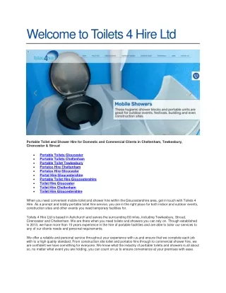welcome to toilets 4 hire ltd
