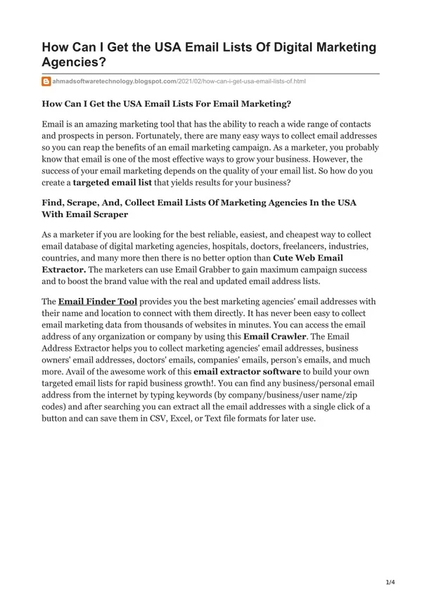 how can i get the usa email lists of digital