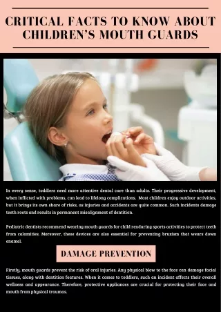Critical Facts To Know About Children Mouth Guards