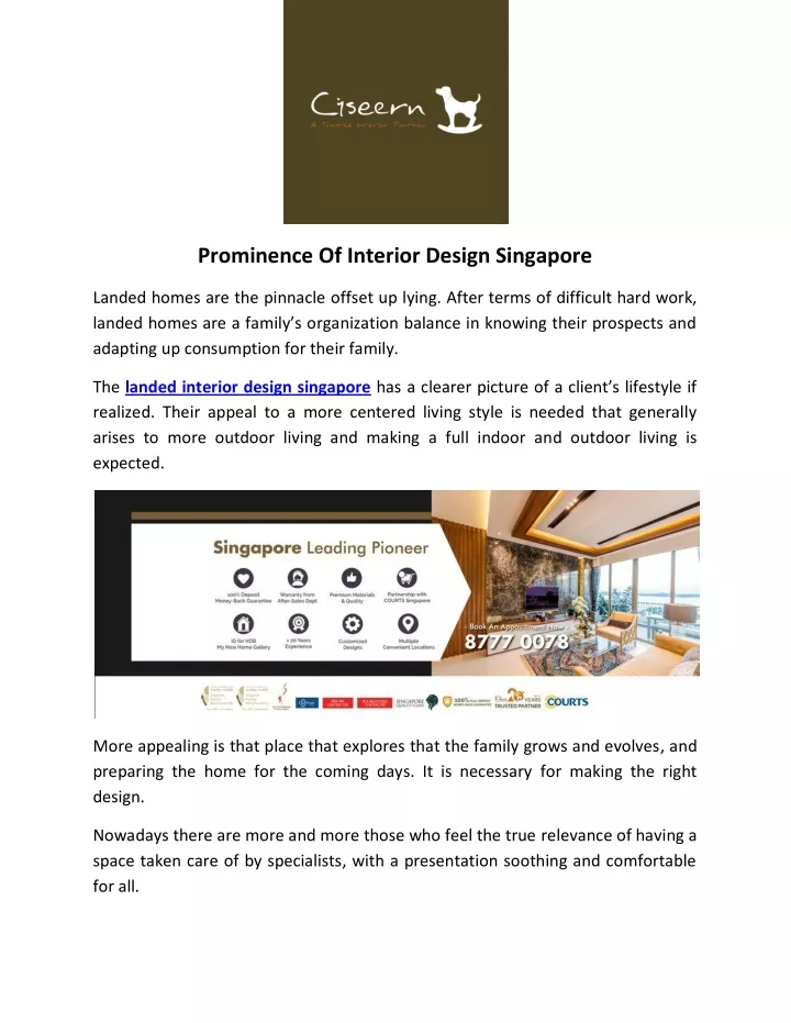 prominence of interior design singapore