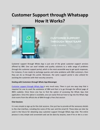 Customer Support Through Whatsapp – How It Works?
